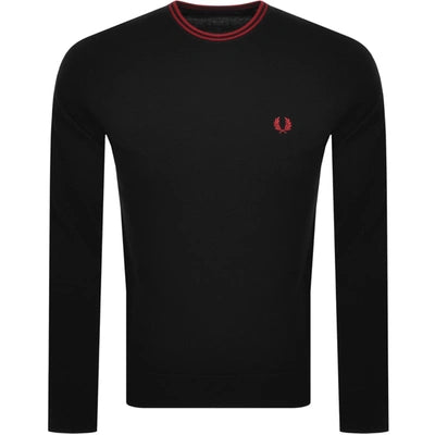Classic Crew Neck Jumper Black/Blood Red
