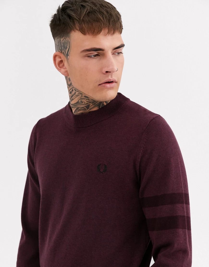 Tipped Sleeve Crew Neck Jumper