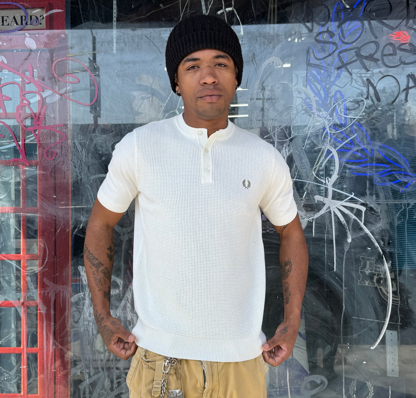Fred Perry Waffle Stitch Henley Shirt