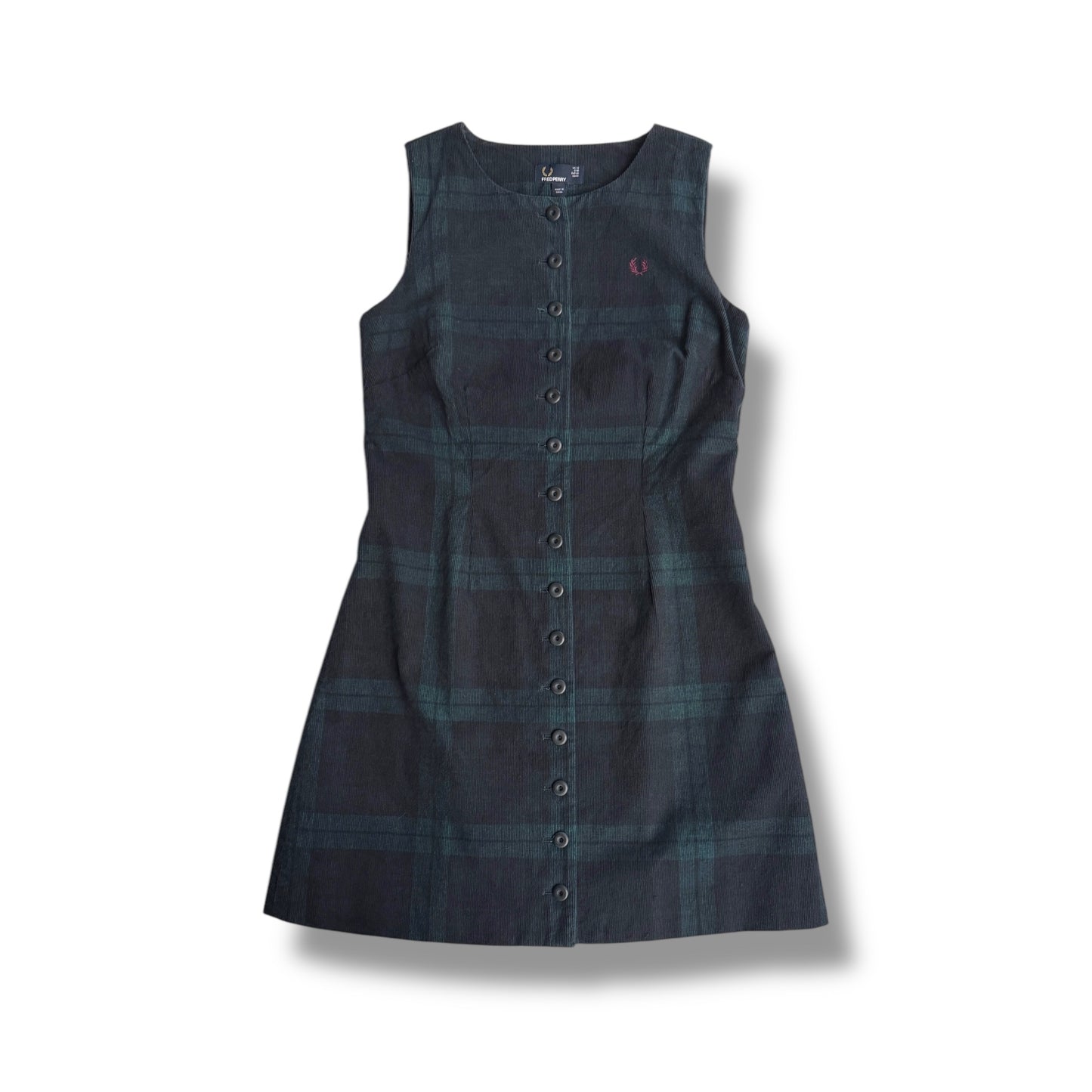 Fred Perry Tartan Babycord Pinafore Dress