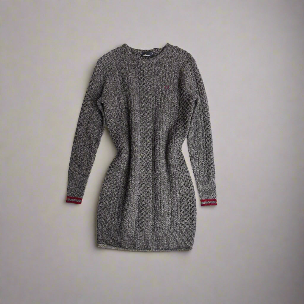 fred perry knitted dress Bold Tipped Knitted Shirt Dress