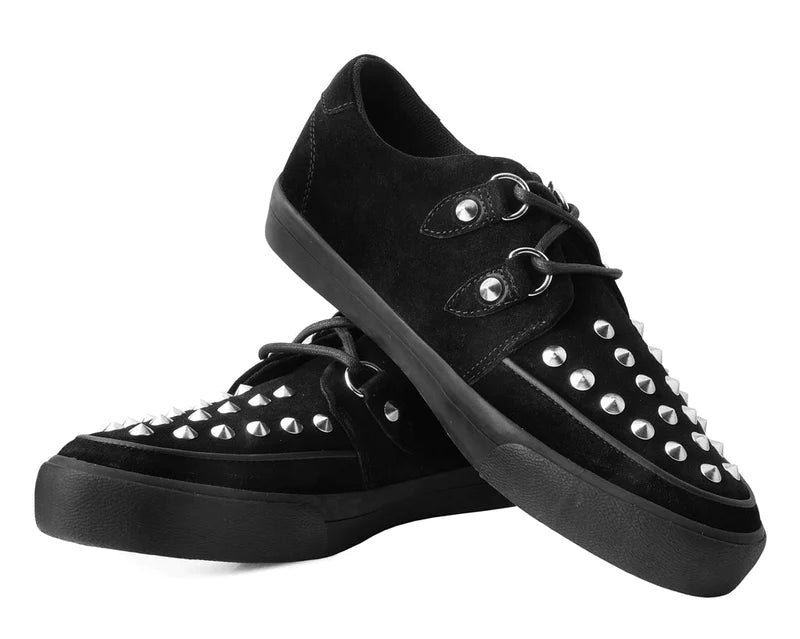 T.U.K Black Suede Studded D-Ring Sneaker