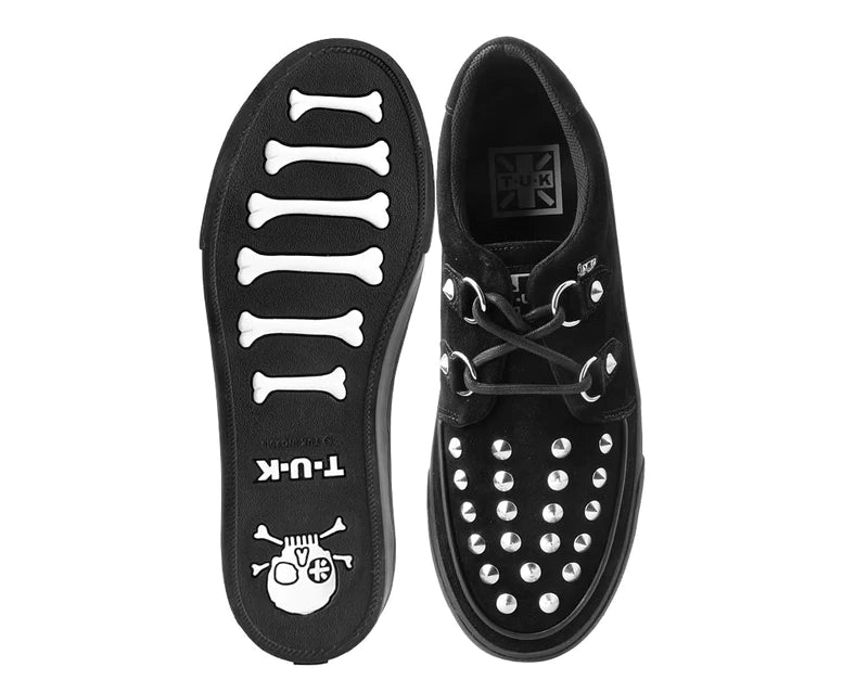 T.U.K Black Suede Studded D-Ring Sneaker