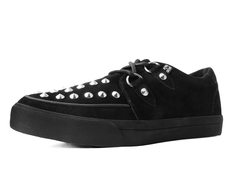 T.U.K Black Suede Studded D-Ring Sneaker