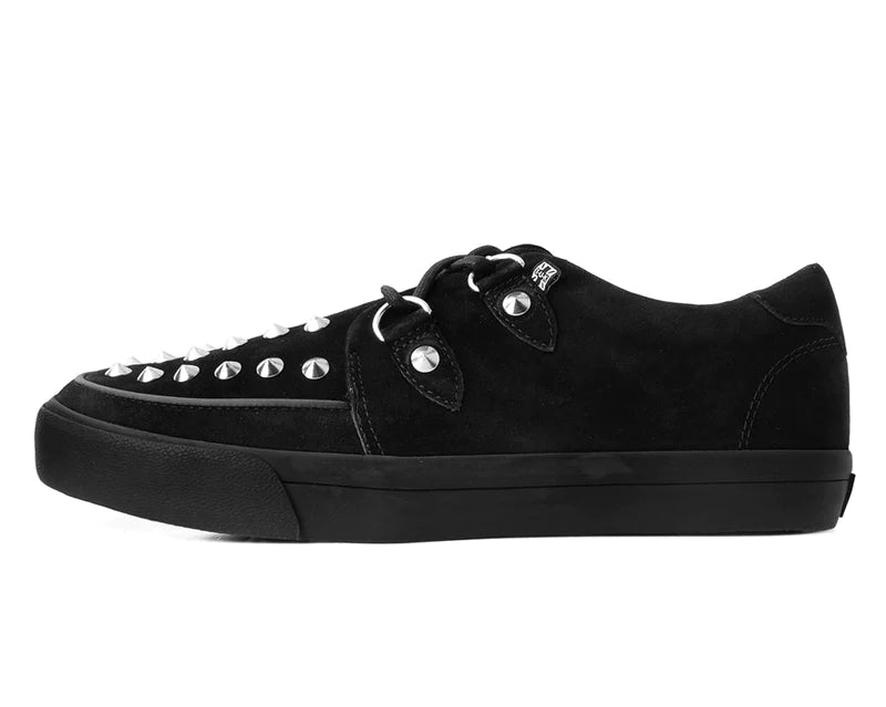 T.U.K Black Suede Studded D-Ring Sneaker