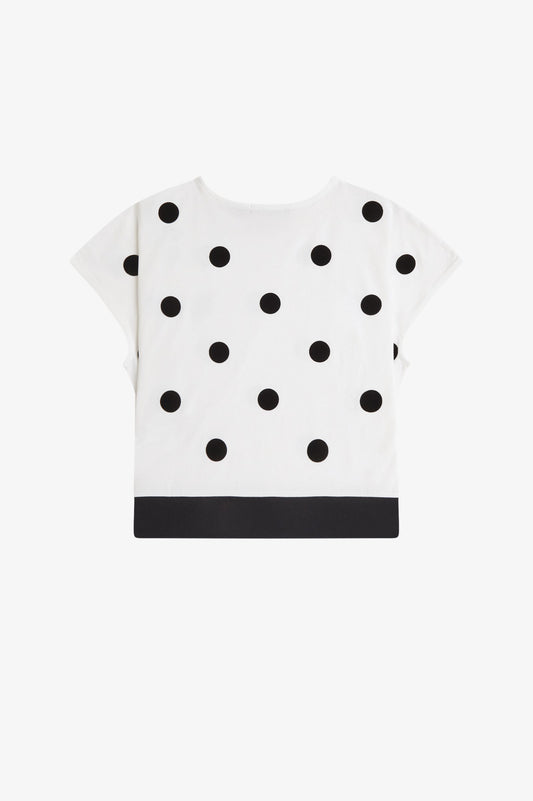 Amy Winehouse Flocked Polka Dot Top White