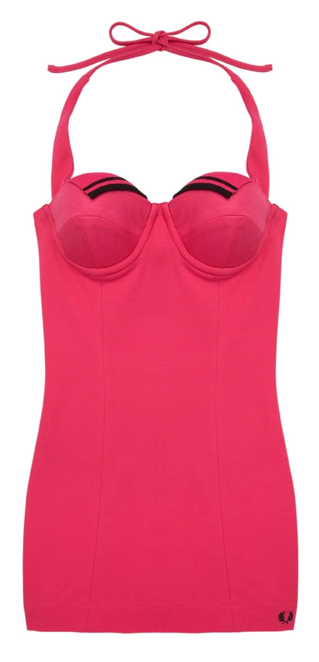 Amy Winehouse Raspberry Sorbet Bodycon Halter-Neck Dress