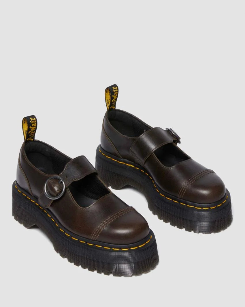 Addina Dark Taupe Orleans Leather Platform Shoe