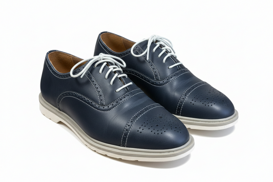 Caine Navy Brogue Oxford Shoe