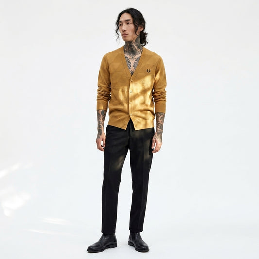 Fred Perry K8221 Argyle Knitted Cardigan