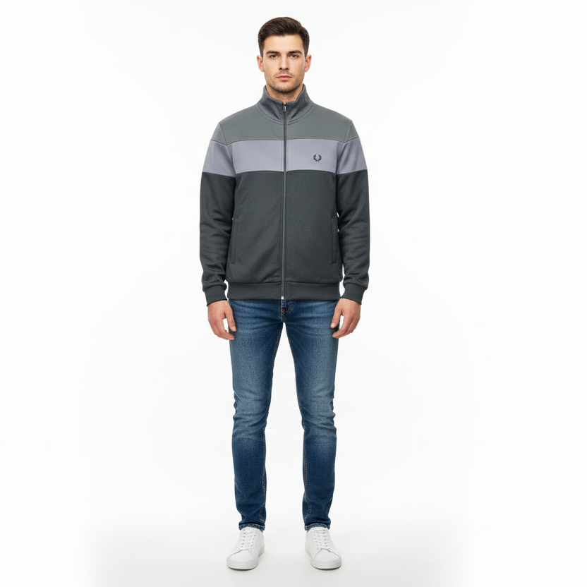 Fred Perry Gunmetal Colour Block Track Jacket – Posers Hollywood