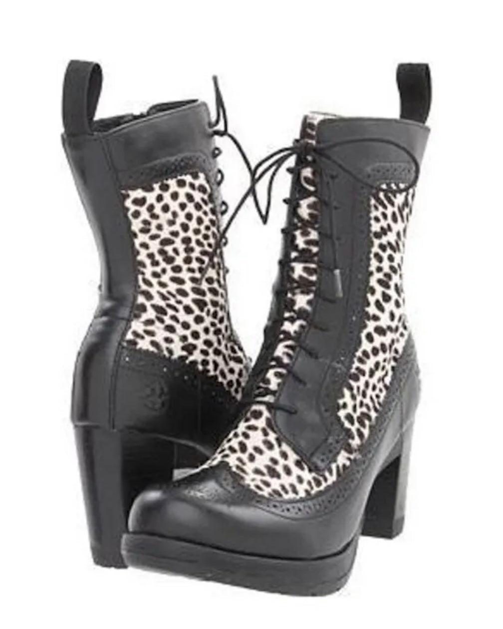 REGINA BLACK+WHITE TOPOS ALSINA+ITALIAN HAIR ON HEEL BOOTS