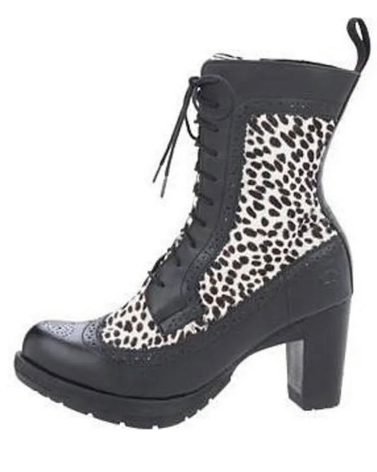 REGINA BLACK+WHITE TOPOS ALSINA+ITALIAN HAIR ON HEEL BOOTS
