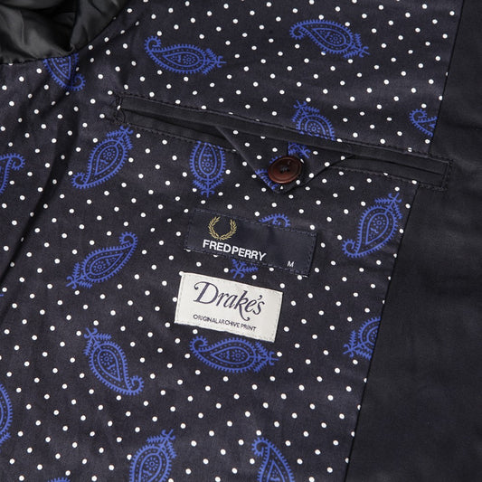 DRAKES LINED NAVY MADE IN ENGLAND HARRINGTON JACKET