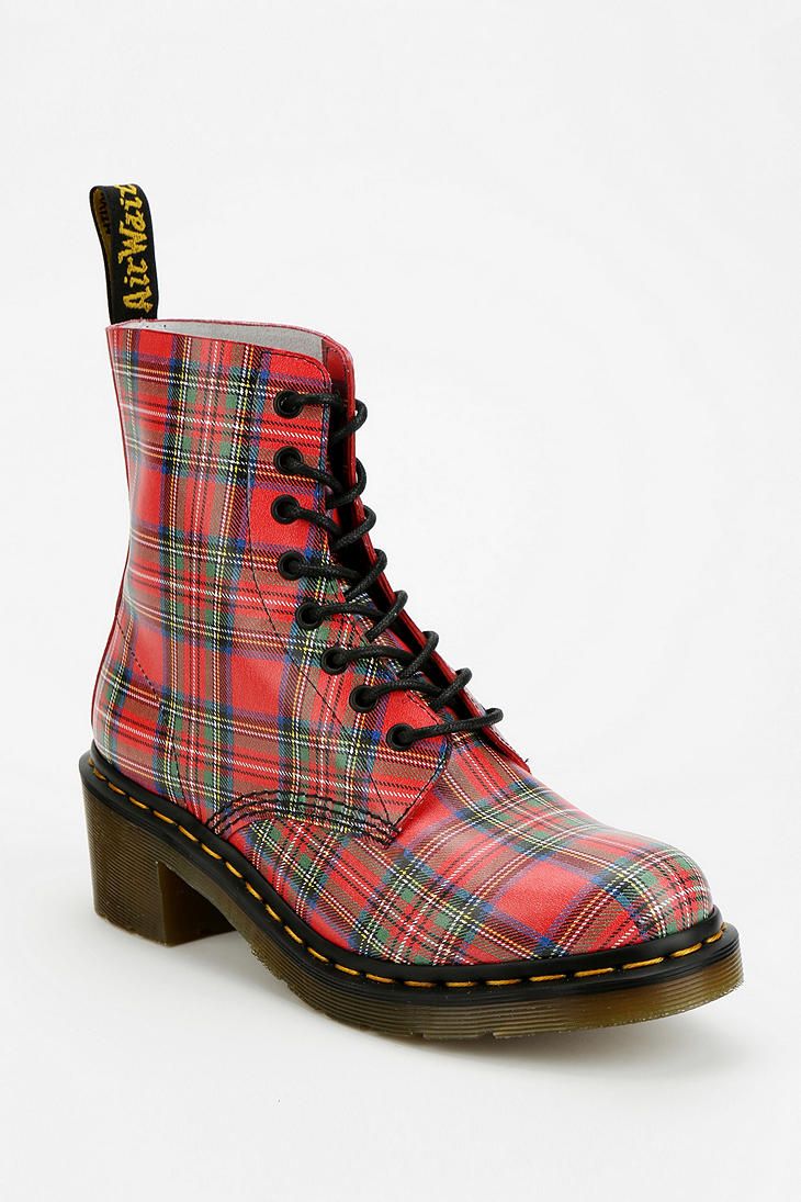 CLEMENCY RED STEWART TARTAN HEELED BOOT