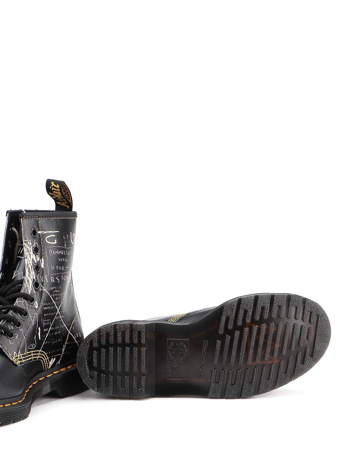 1460 Basquiat Black+White Backhand Straw+Smooth Leather Lace Up Boot