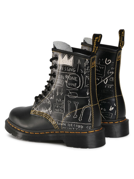 1460 Basquiat Black+White Backhand Straw+Smooth Leather Lace Up Boot