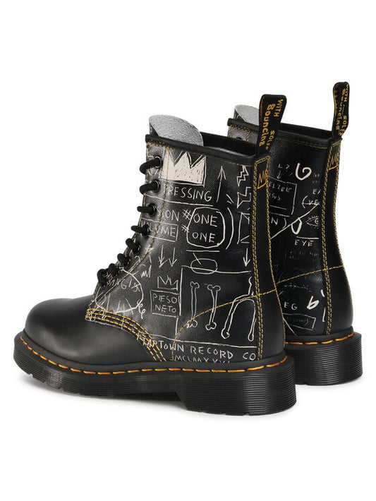 1460 Basquiat Black+White Backhand Straw+Smooth Leather Lace Up Boot