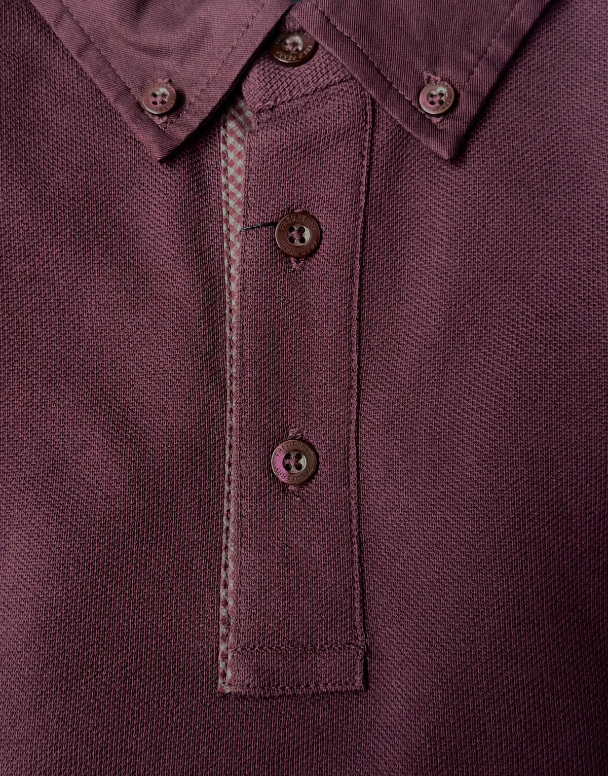 Long Sleeve Gingham Trim Shirt