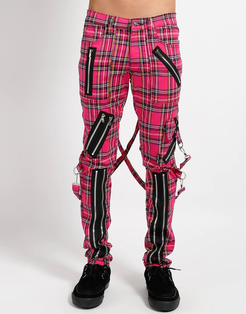 Tripp NYC Pink Plaid Bonage Pants