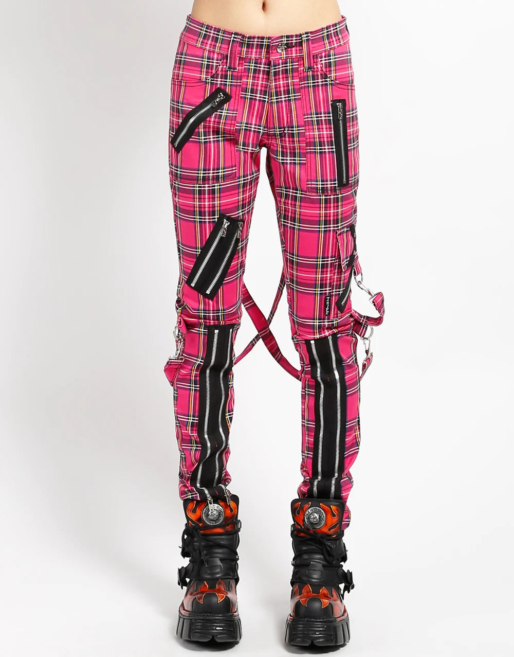 Tripp NYC Pink Plaid Bonage Pants