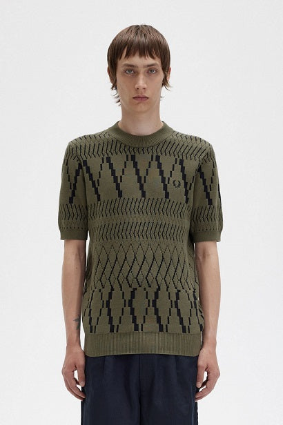 Argyle Panel Knitted T-Shirt