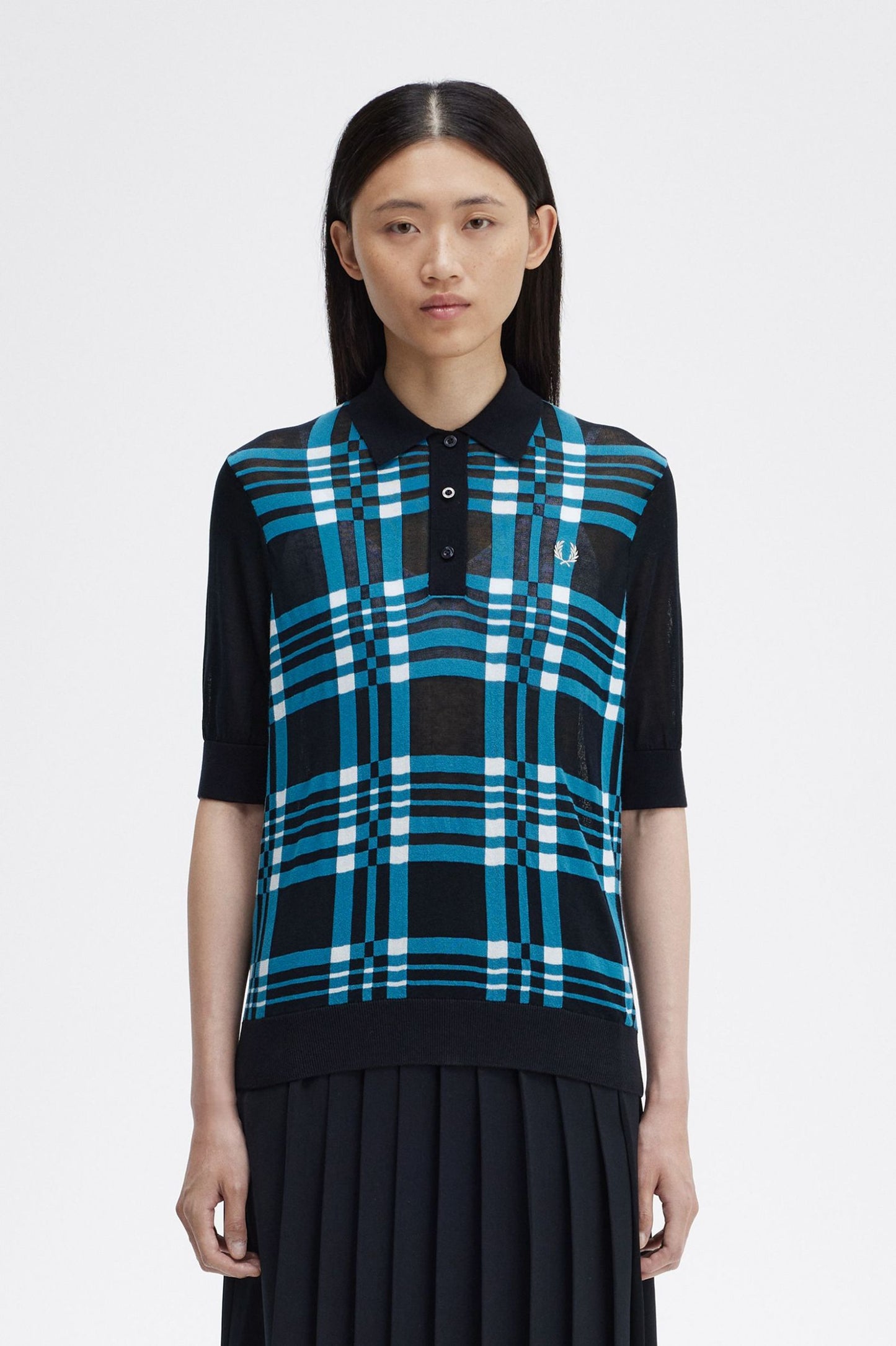 Amy Winehouse Sheer Tartan Knitted Shirt