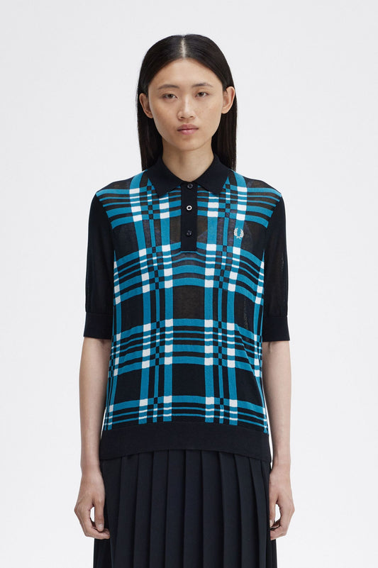 Amy Winehouse Sheer Tartan Knitted Shirt