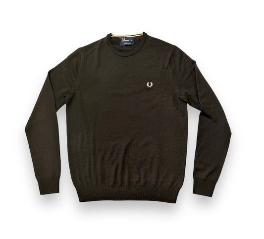 Fred Perry Classic Crew Neck Sweater Dark Chocolate