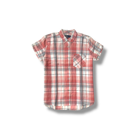 Ladies Vintage Pink Button Down Madras Check Shirt