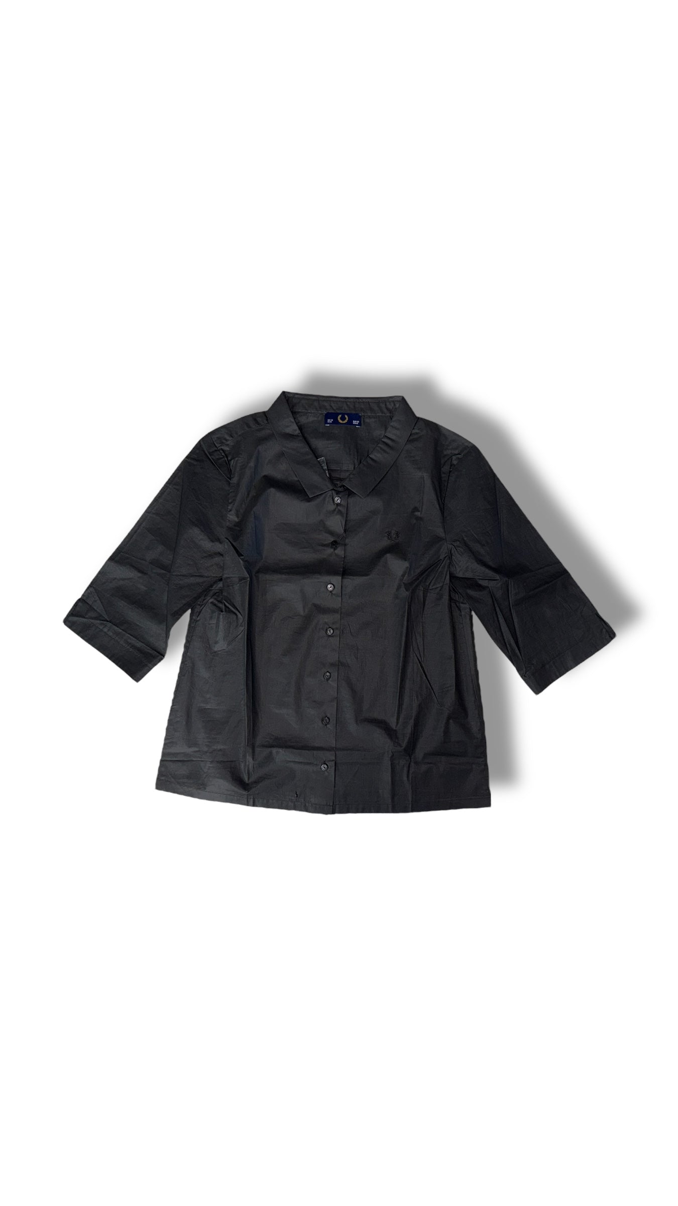Fred Perry Black 3/4 Sleeve Button Thru Shirt