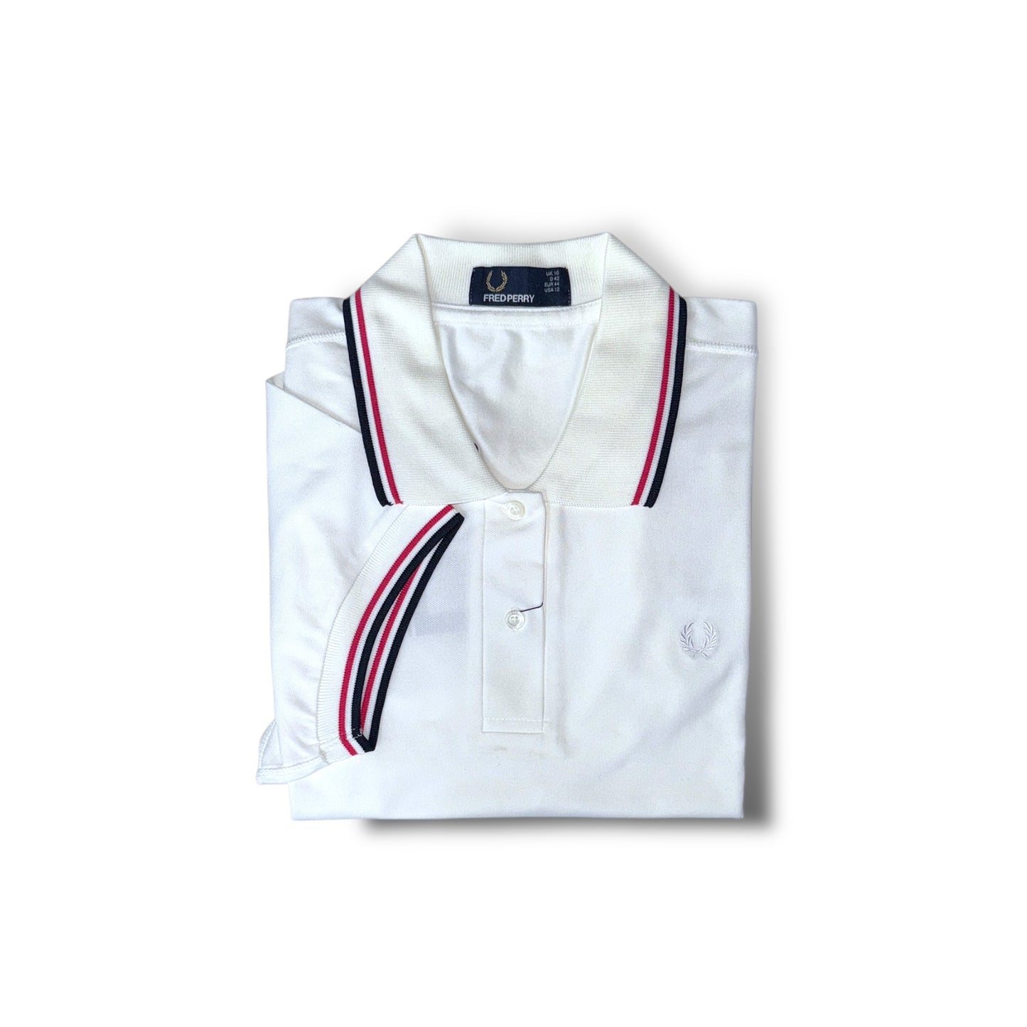 LADIES THE FRED PERRY SHIRT (WHITE/PINK/BLACK)