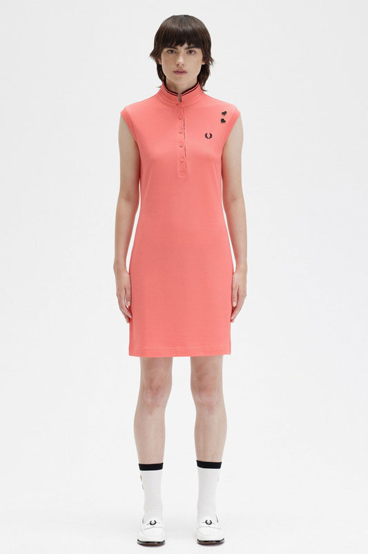 Printed Trim Pique Dress
