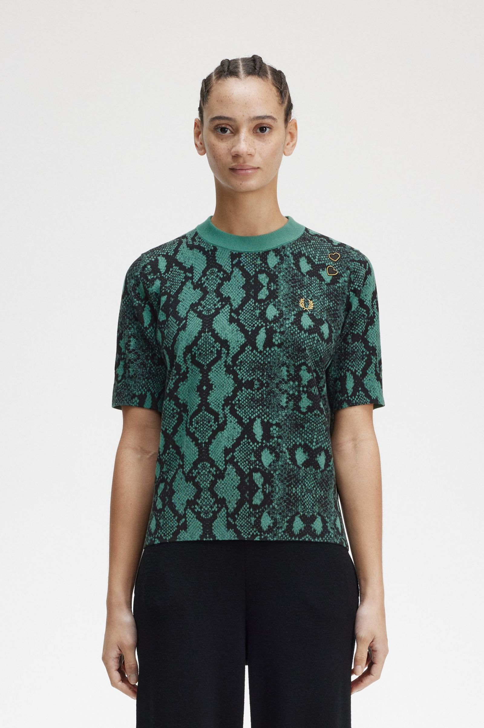 Amy Winehouse Deep Mint Snake Print Jumper