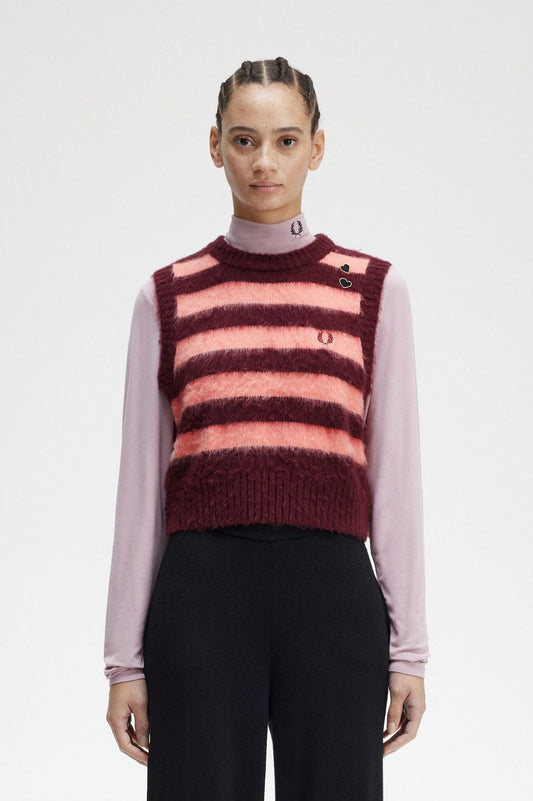 Amy Winehouse Oxblood Striped Knitted Top