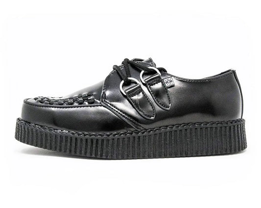 T.U.K Black Leather Viva II Low Creeper