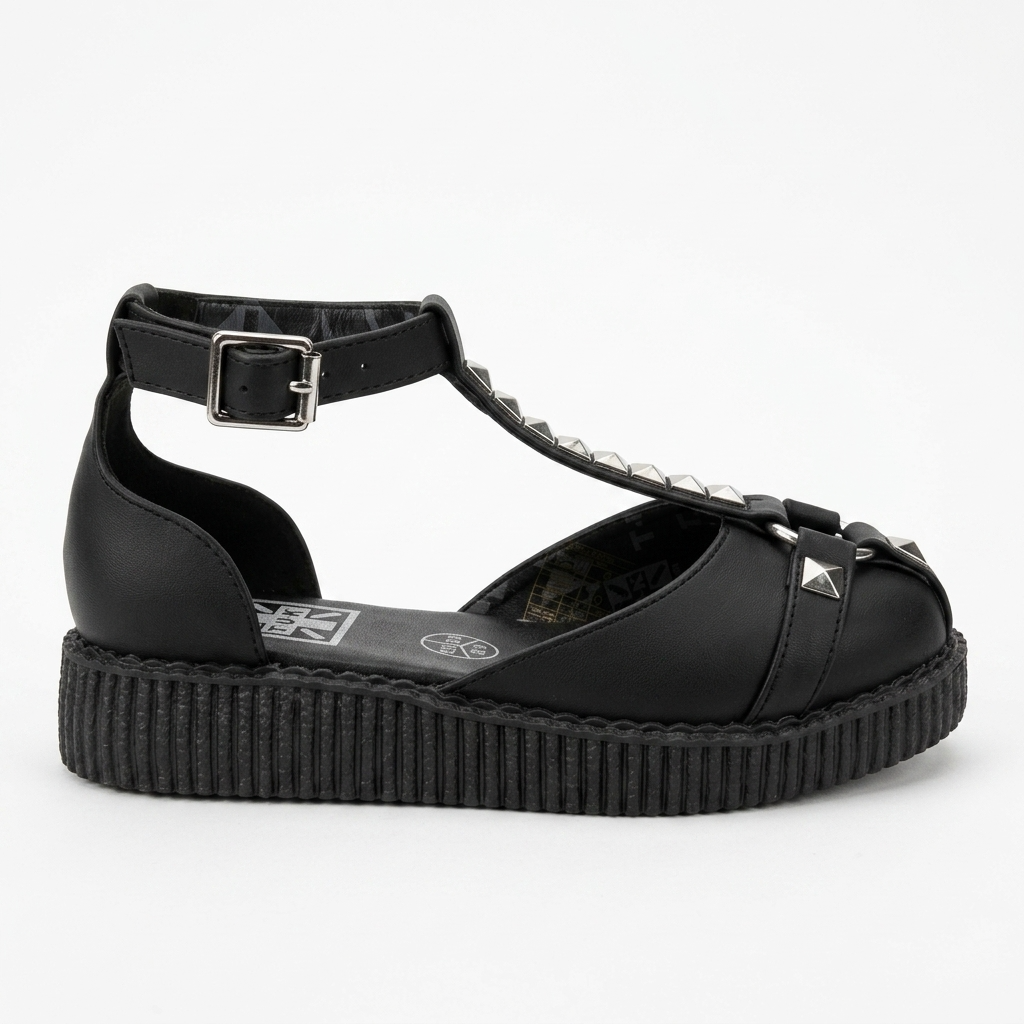 T.U.K Black TUKskin Stud Front Open T-Bar Viva Low