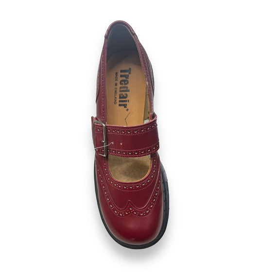 Tredair Red Leather Brogued Strap Mary Jane Sandal