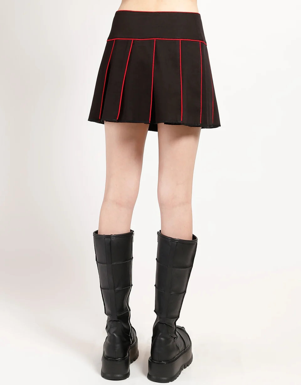 Tripp Nyc Black/Red Band Pleated Skirt