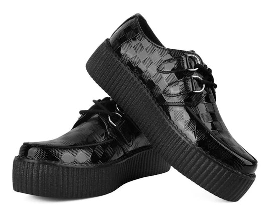 T.U.K.Black Checkered Patent Viva Mondo Creeper