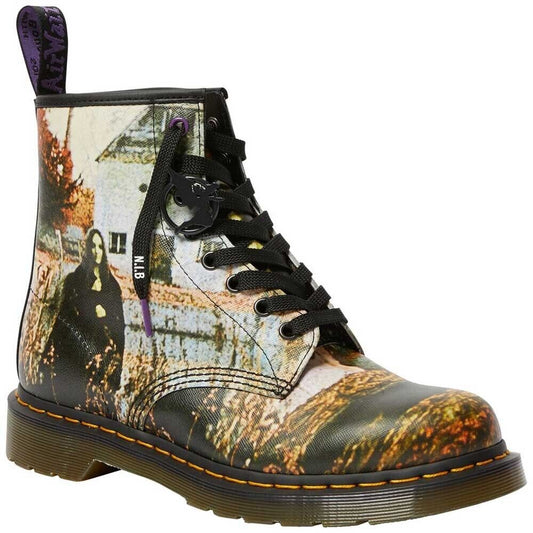 1460 Black Sabbath Black+Multi Backhand Straw Leather Lace Up Boot