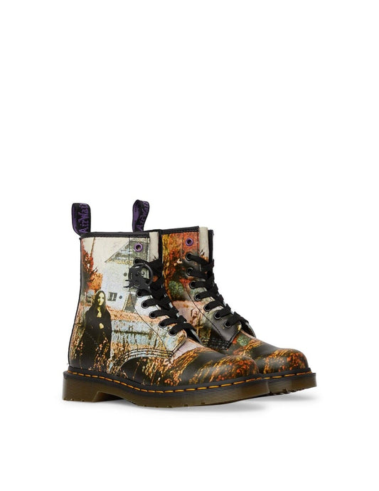1460 Black Sabbath Black+Multi Backhand Straw Leather Lace Up Boot