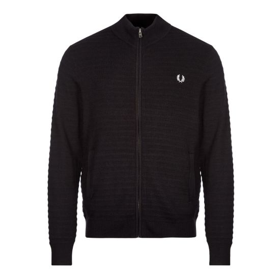 Fred Perry Black Chevron Textured Knitted Jacket