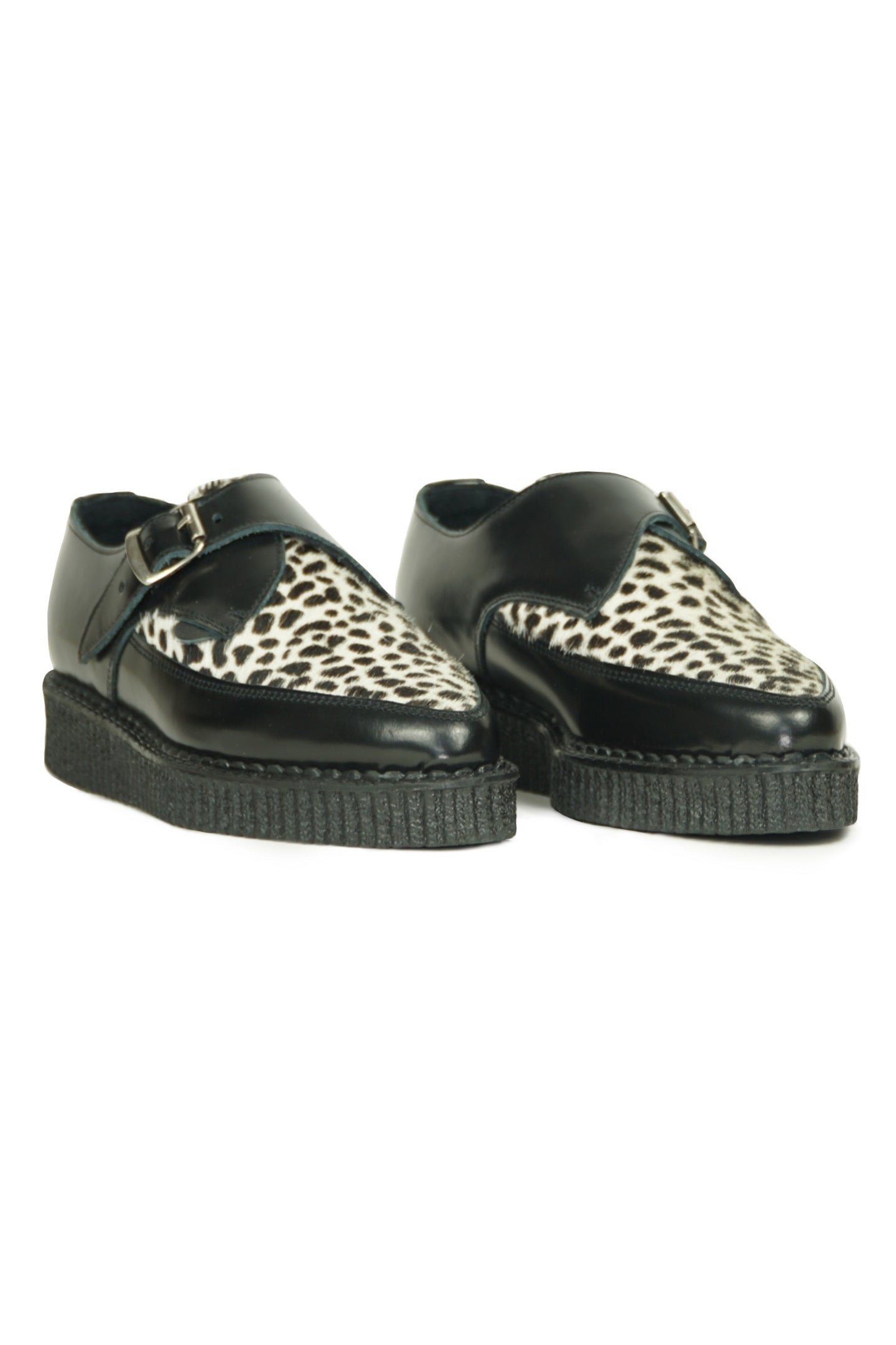BLACK LEATHER LEOPARD PRINT