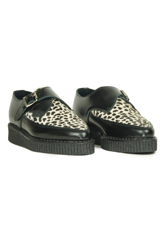 BLACK LEATHER LEOPARD PRINT