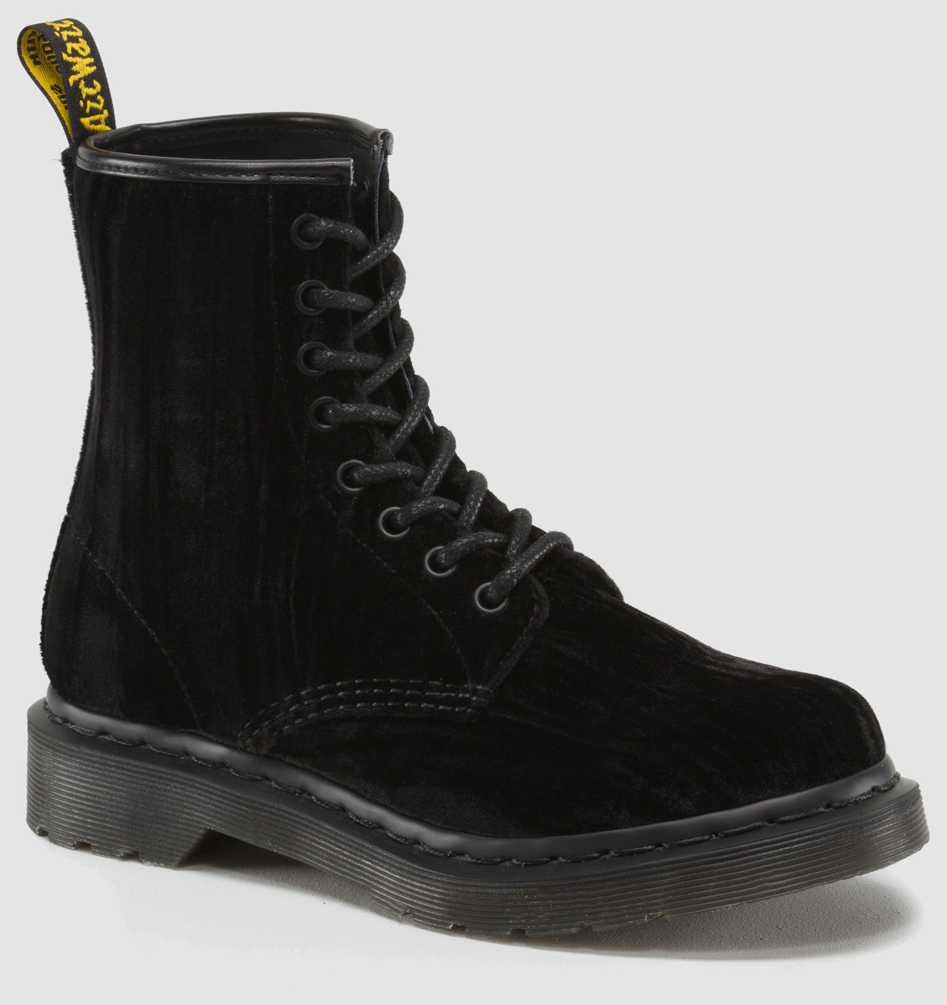 CASTEL BLACK CRUSHED VELVET BOOT