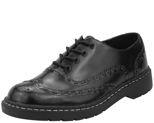 T.U.K BLACK WINGTIP 4 EYE GIBSON SHOE