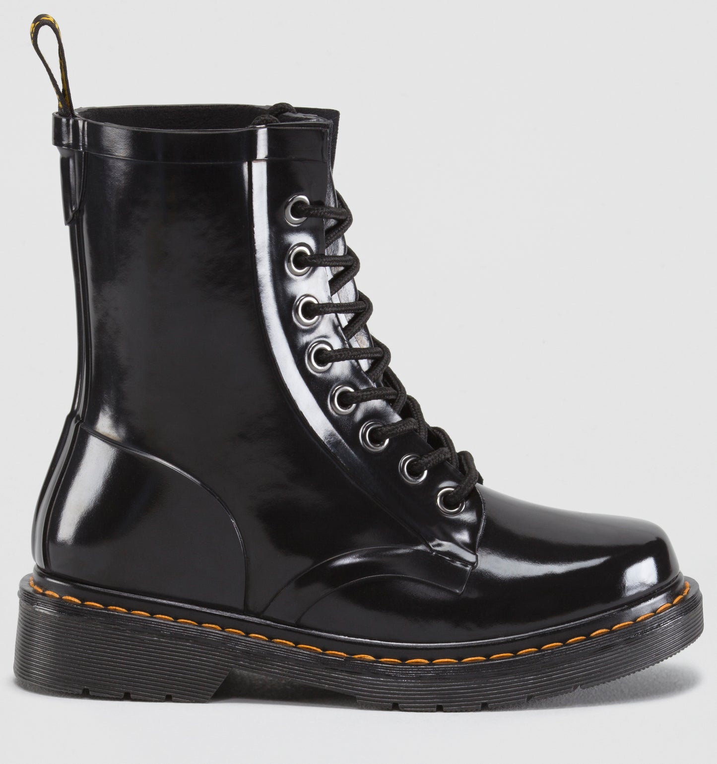 DRENCH BLACK PATENT RUBBER BOOT