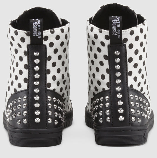 HACKSTUD WHITE+BLACK DOTS FINE CANVAS BOOT