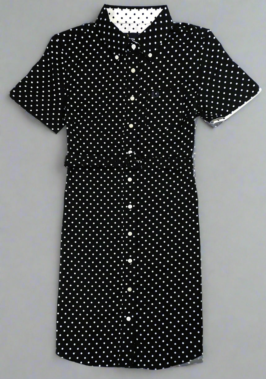 Polka Dot Shirt Dress (blk)